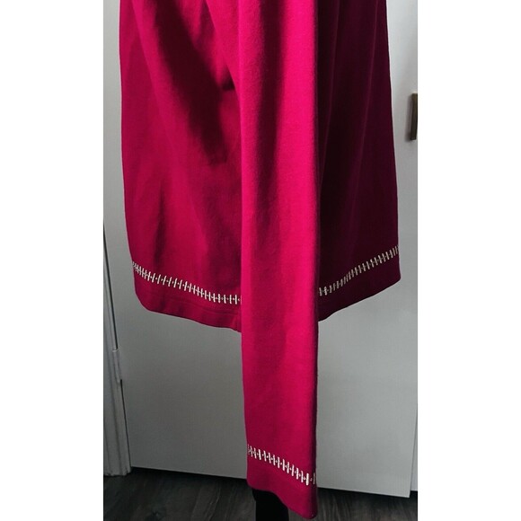 Bechamel Wm's Jacket L Red Full Zip Long Sleeve Gold‎ Embroidered Top Holiday - Picture 8 of 9